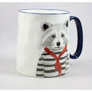 Signature Housewares Hipster Raccoon Coffee Mug With Navy Handle 12oz